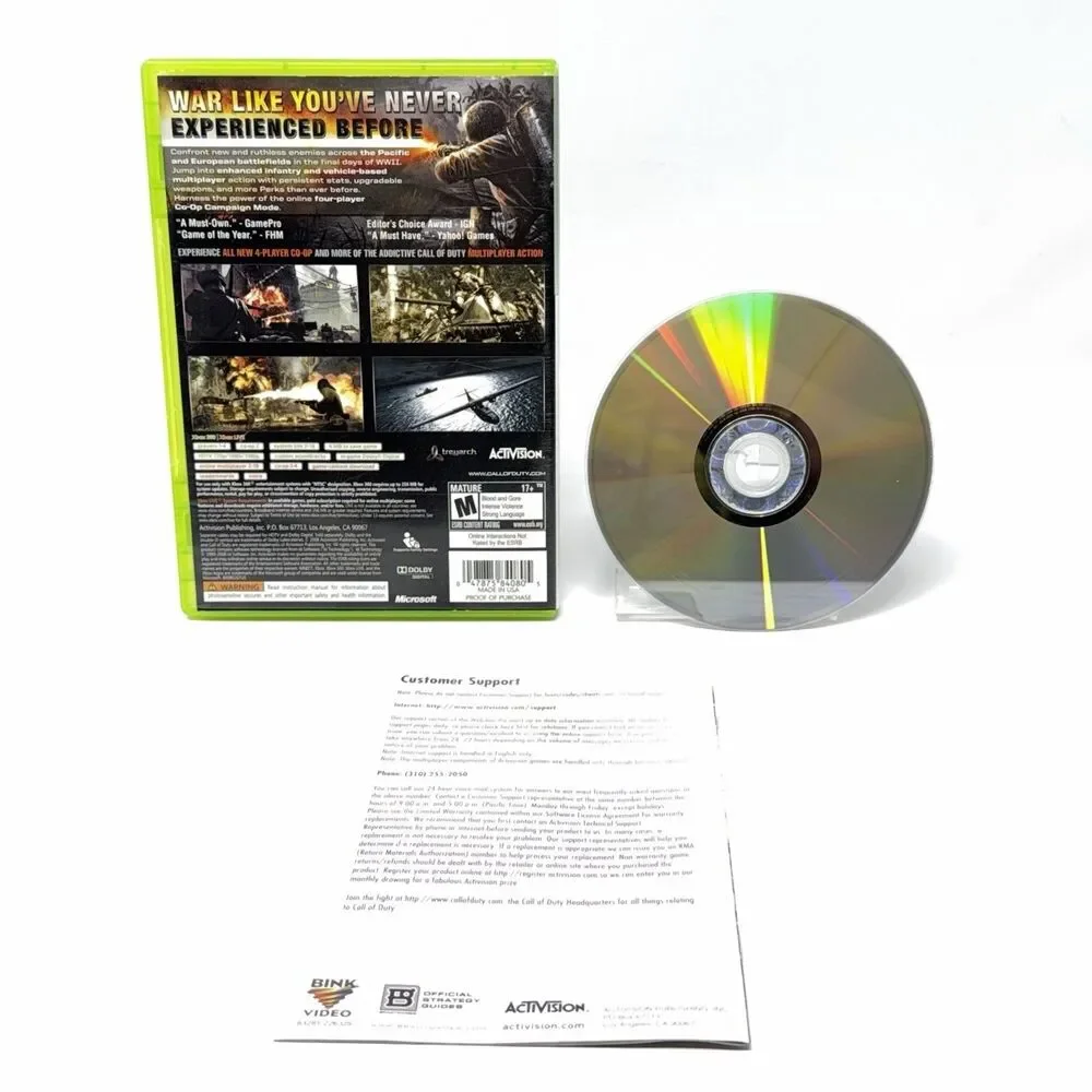 Call of Duty World at War Microsoft Xbox 360 2008 Platinum Hits CIB Tested